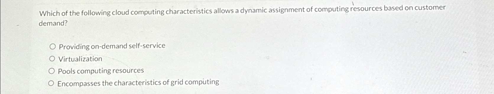 Which of the following cloud computing