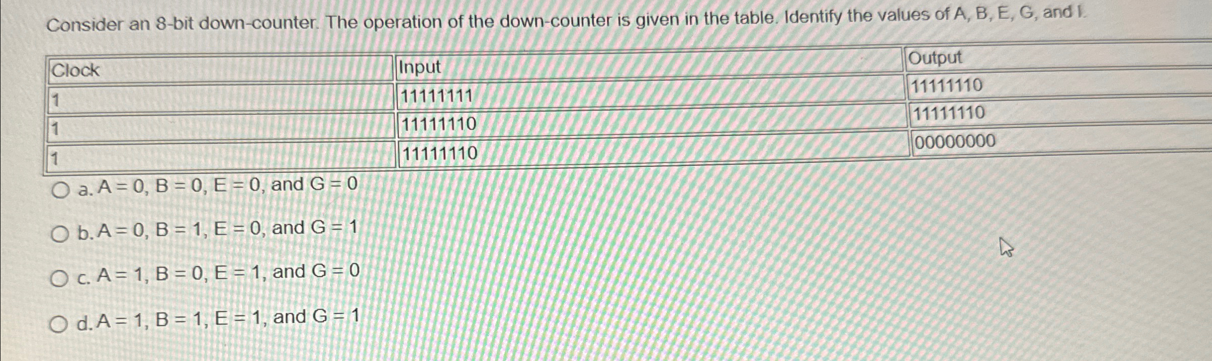 Consider an 8 - bit down - counter. The operation