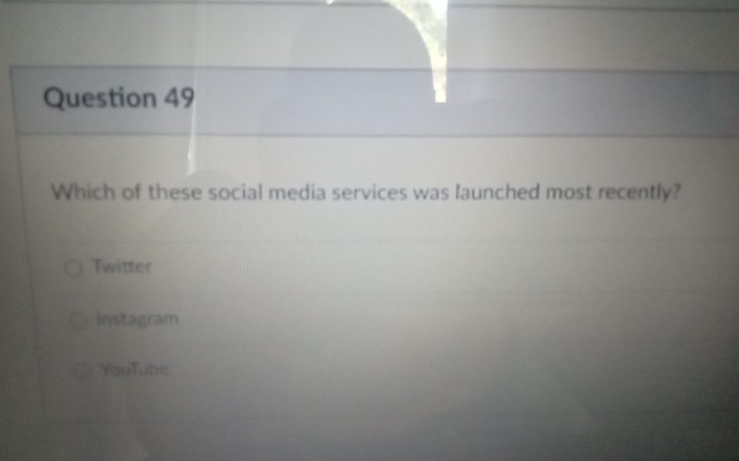 Question 4 9 Which of these social media services