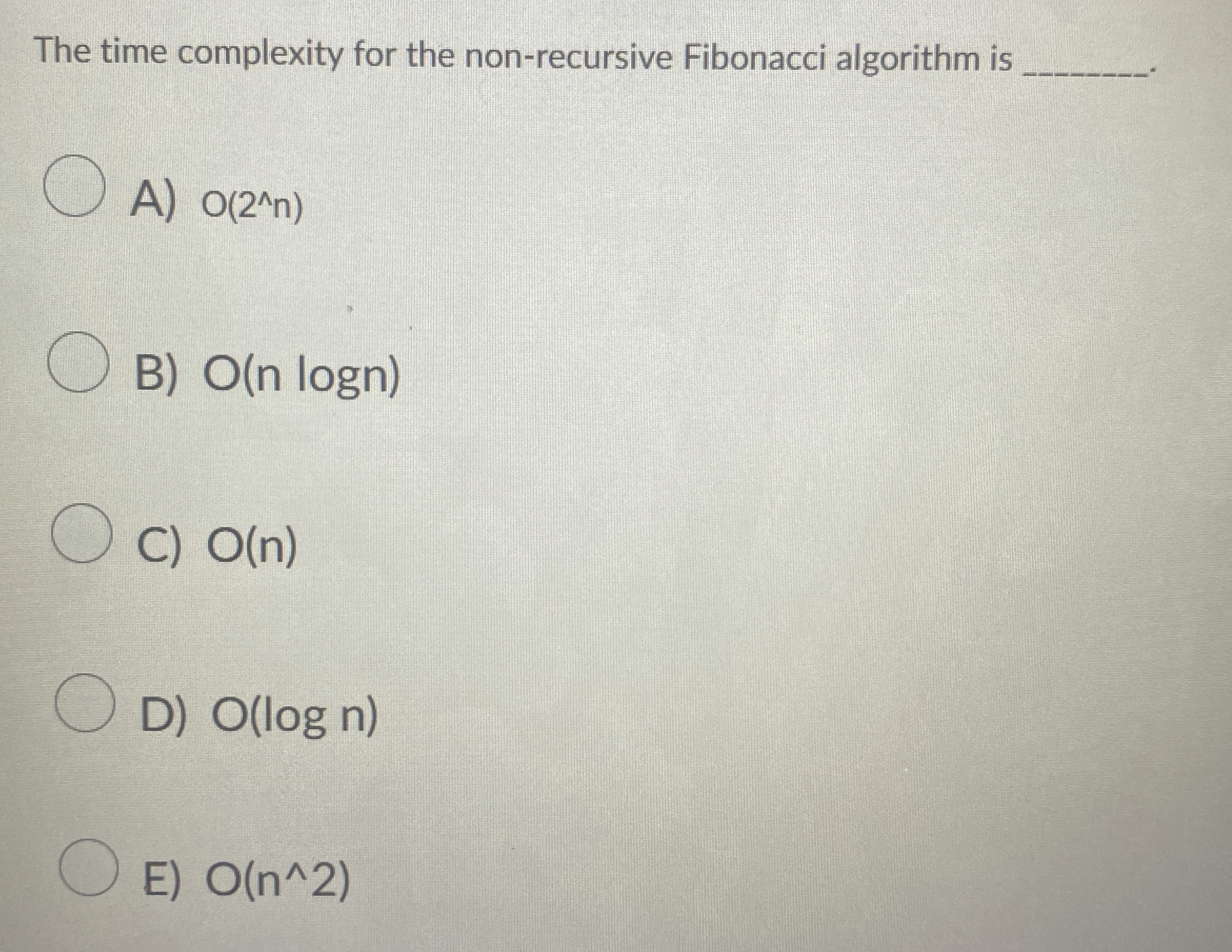 The time complexity for the non - recursive
