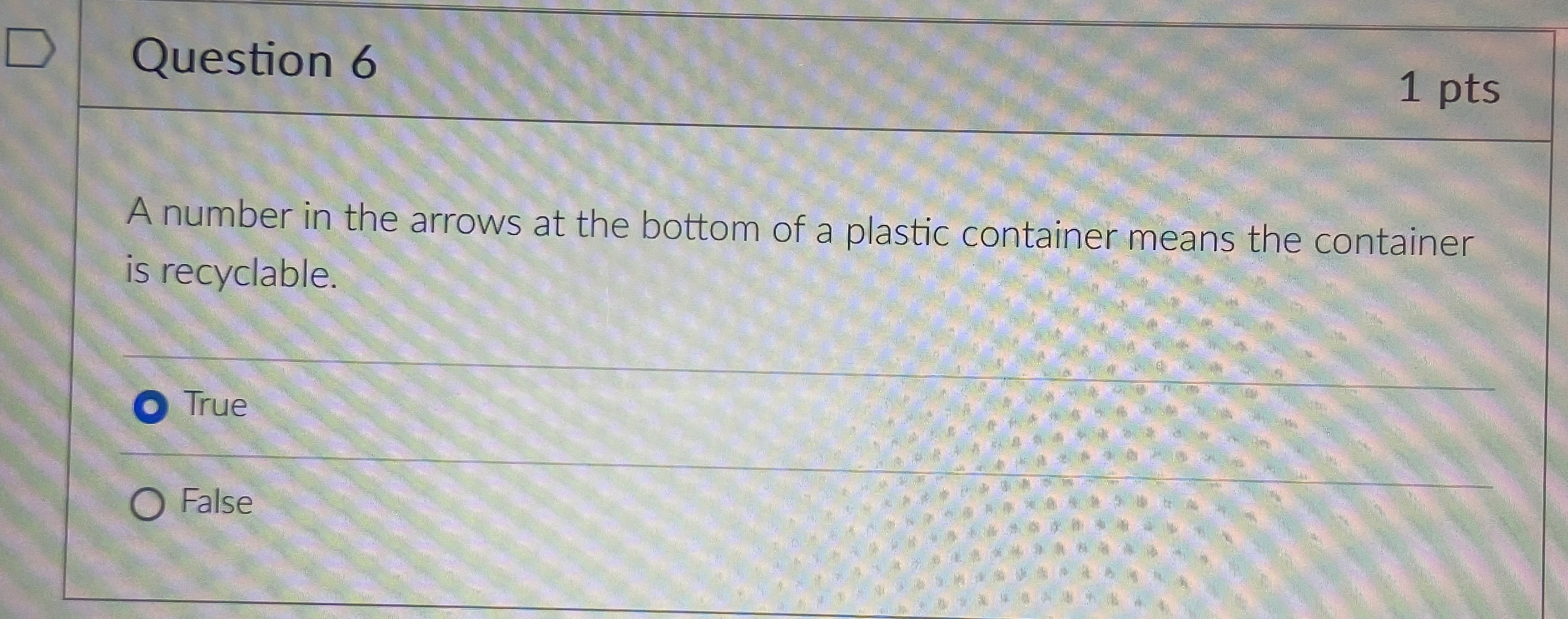 Question 6 1 pts A number in the arrows at the