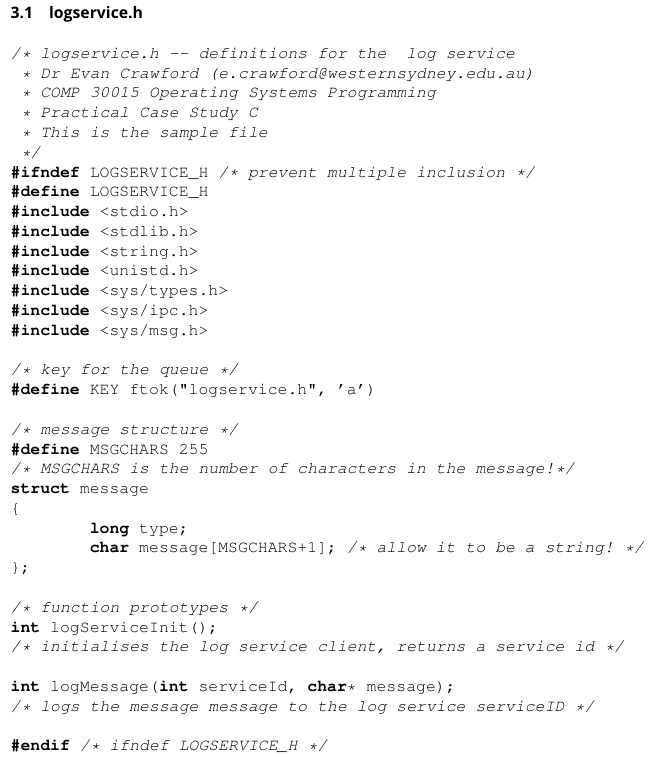 3 . 2 logservice . c 3 . 4 logserver . c 3 . 5
