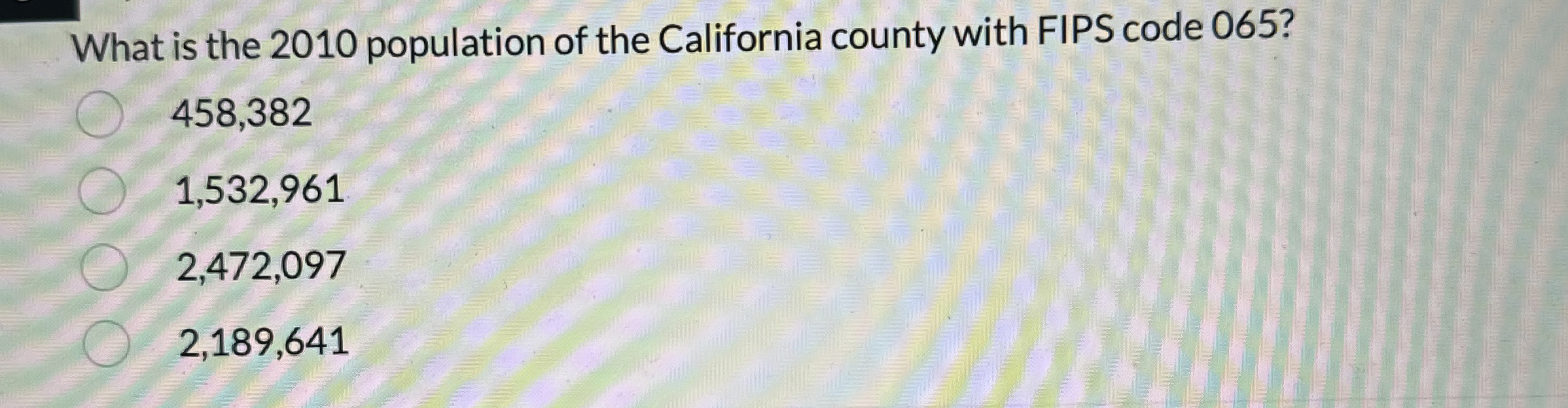 What is the 2 0 1 0 population of the California