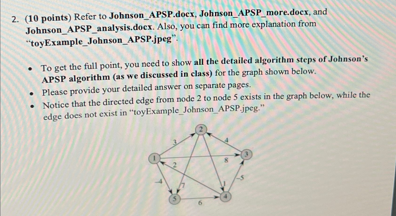 ( 1 0 points ) Refer to Johnson _ APSP.docx,