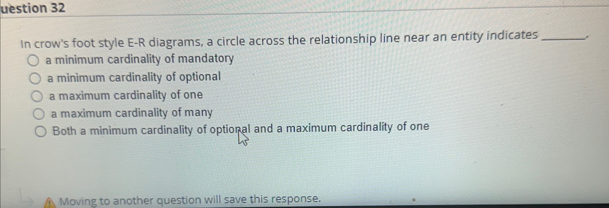 uestion 3 2 In crow's foot style E - R diagrams,