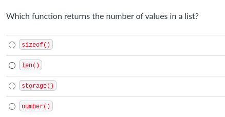 Which function returns the number of values in a