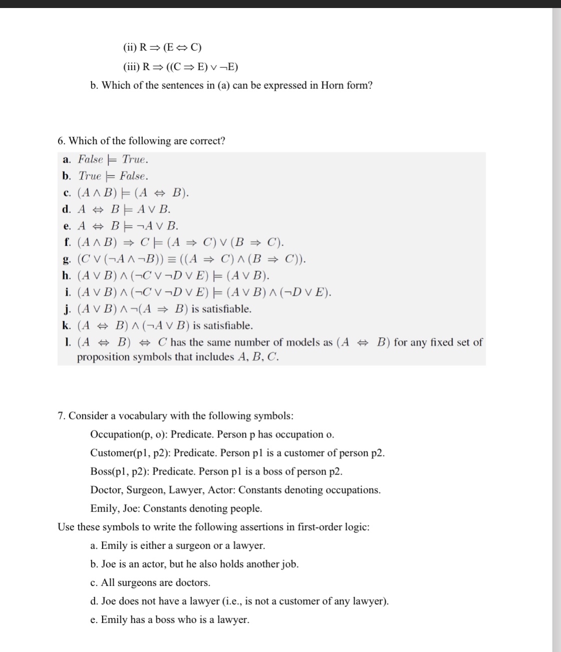 ( ii ) ) > ( C ( iii ) ) ) = > ( ( E b . Which of