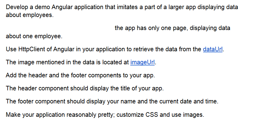 Develop a demo Angular application that imitates