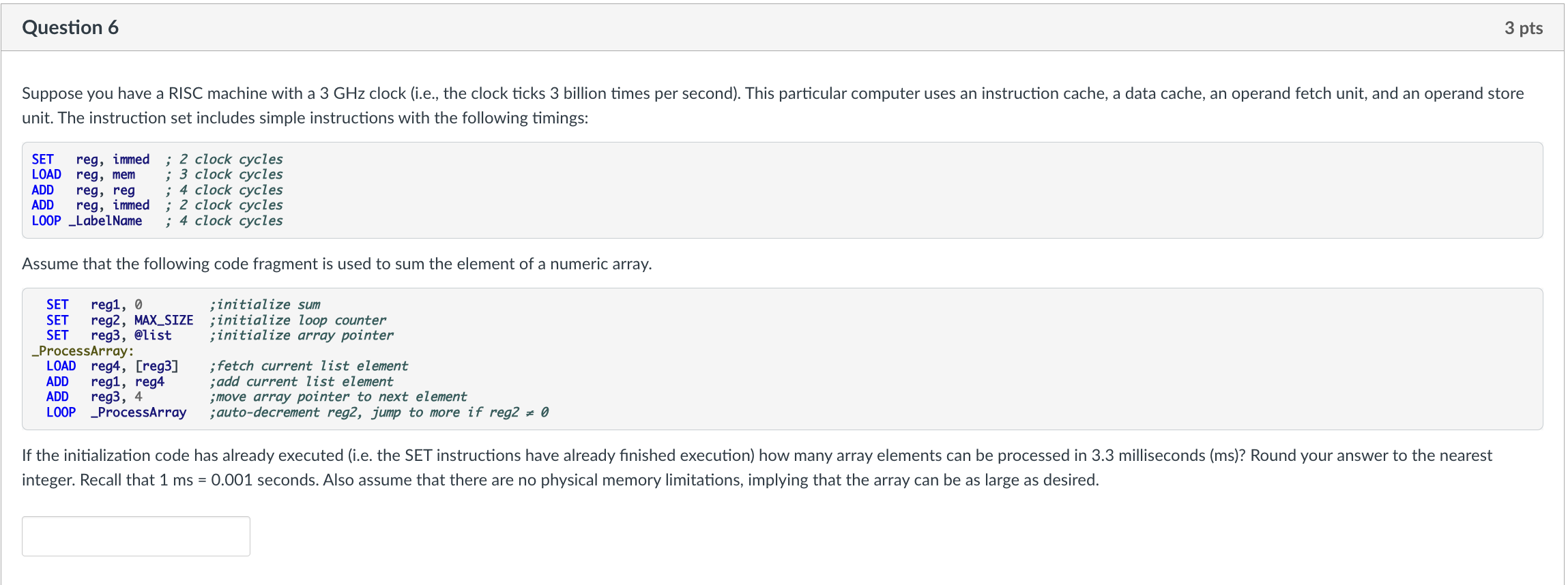 unit. The instruction set includes simple