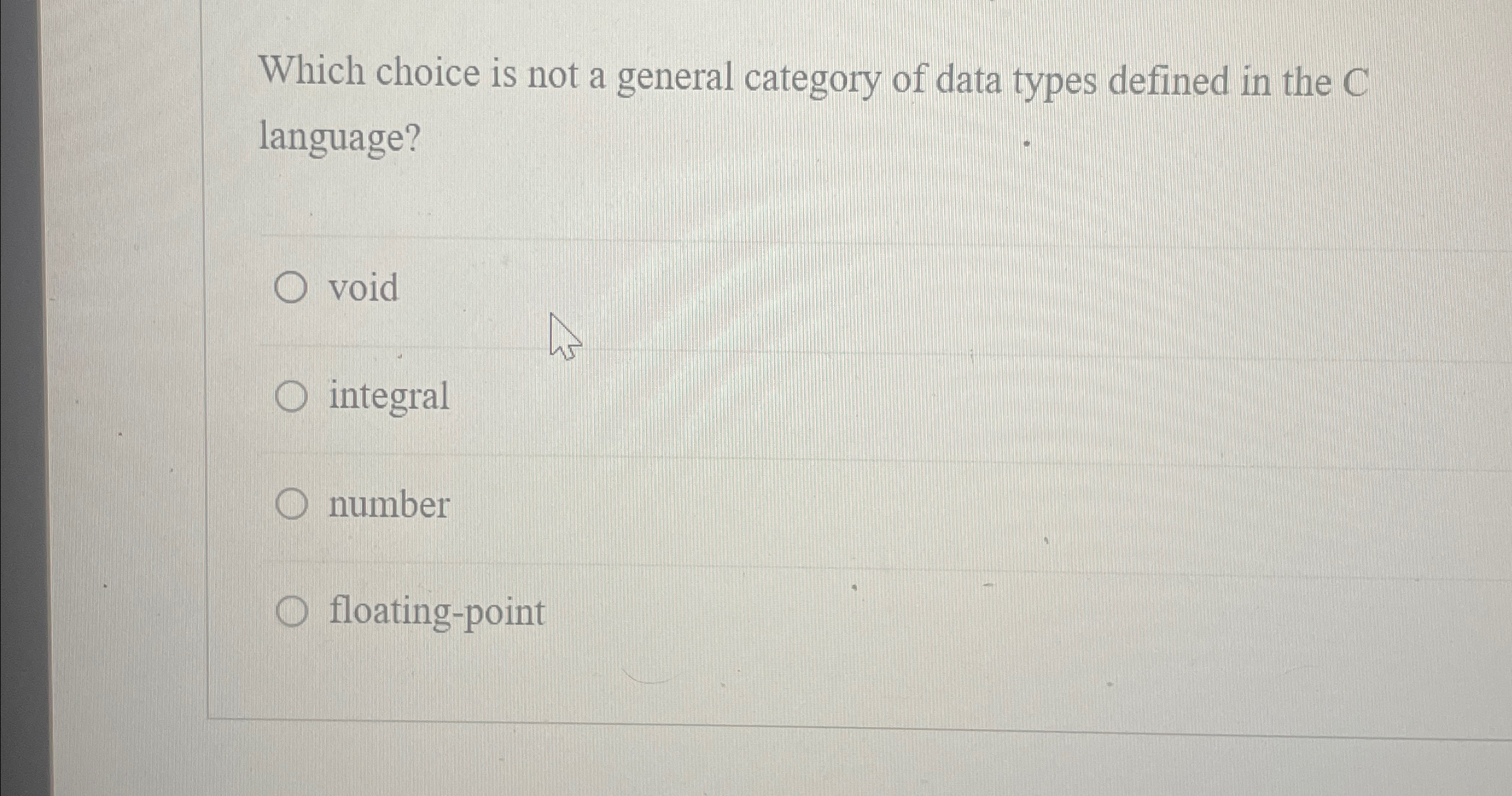 Which choice is not a general category of data