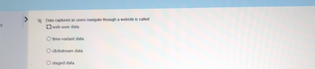 Data captured as users navigate through a website
