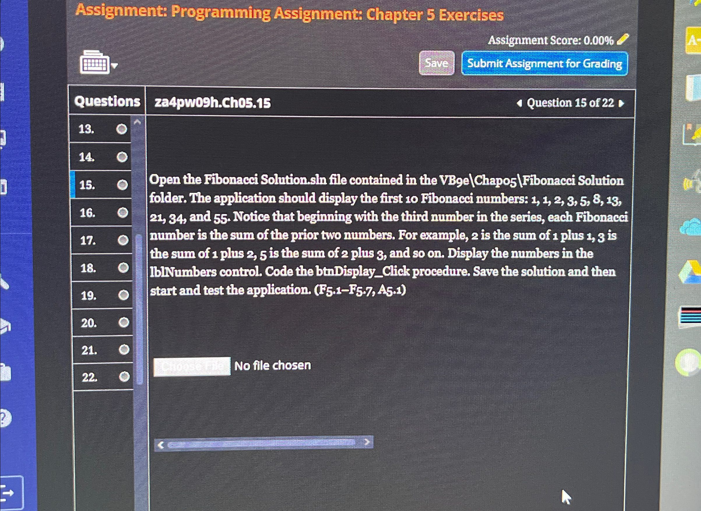 Assignment: Programming Assignment: Chapter 5