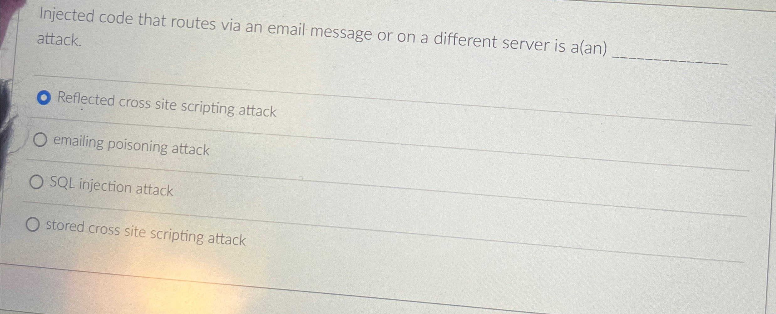 Injected code that routes via an email message or