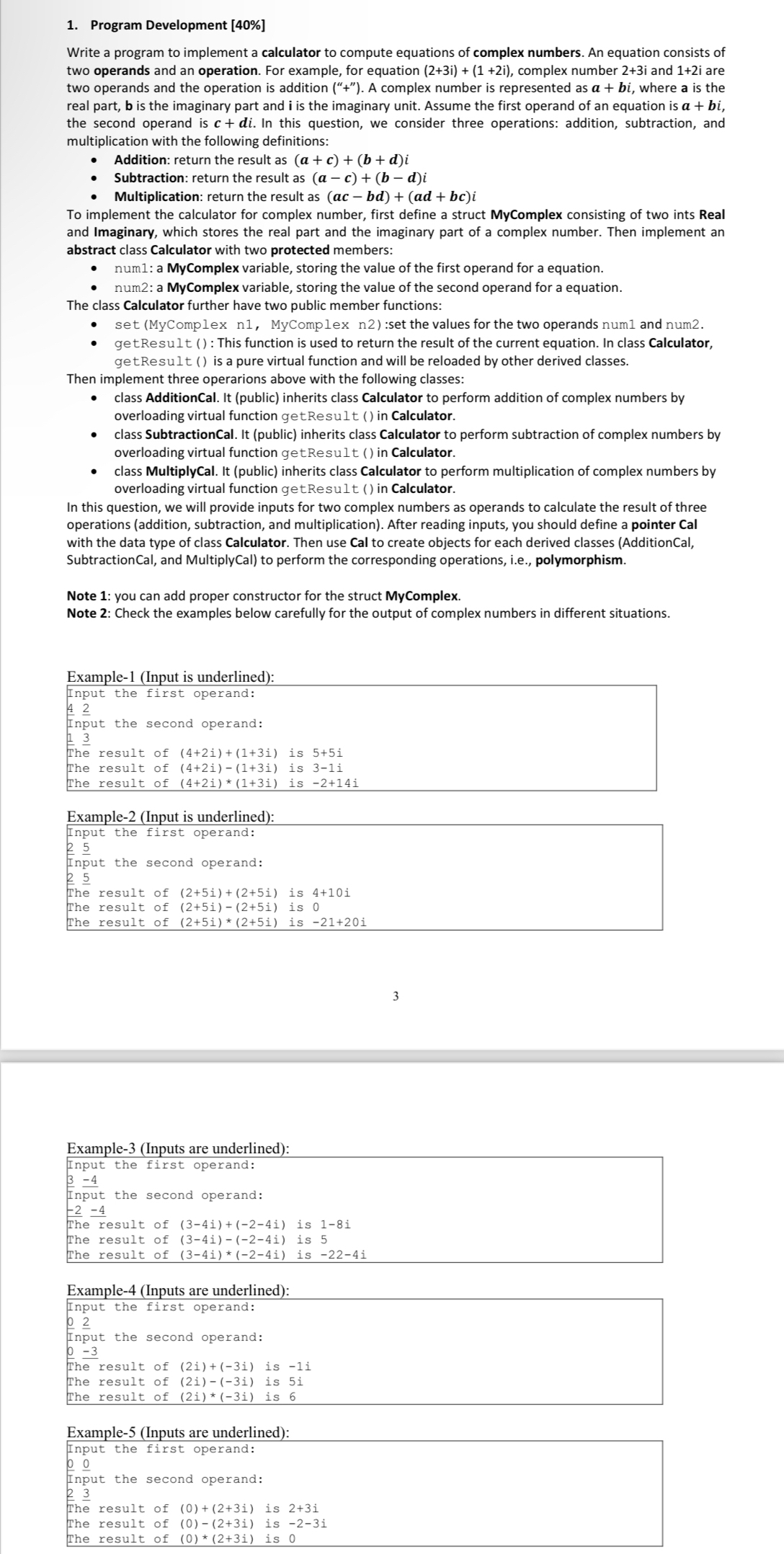 Program Development [ 4 0 % ] Write a cpp program