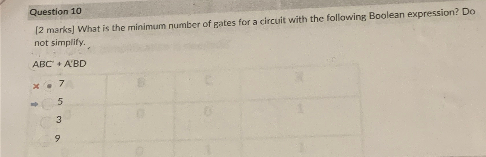 Question 1 0 [ 2 marks ] What is the minimum