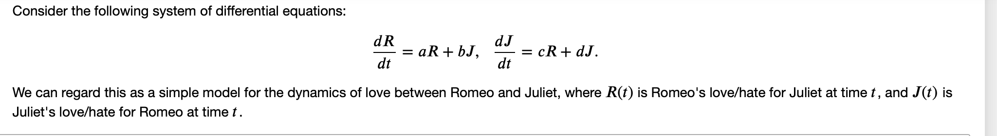 Consider the following system of differential