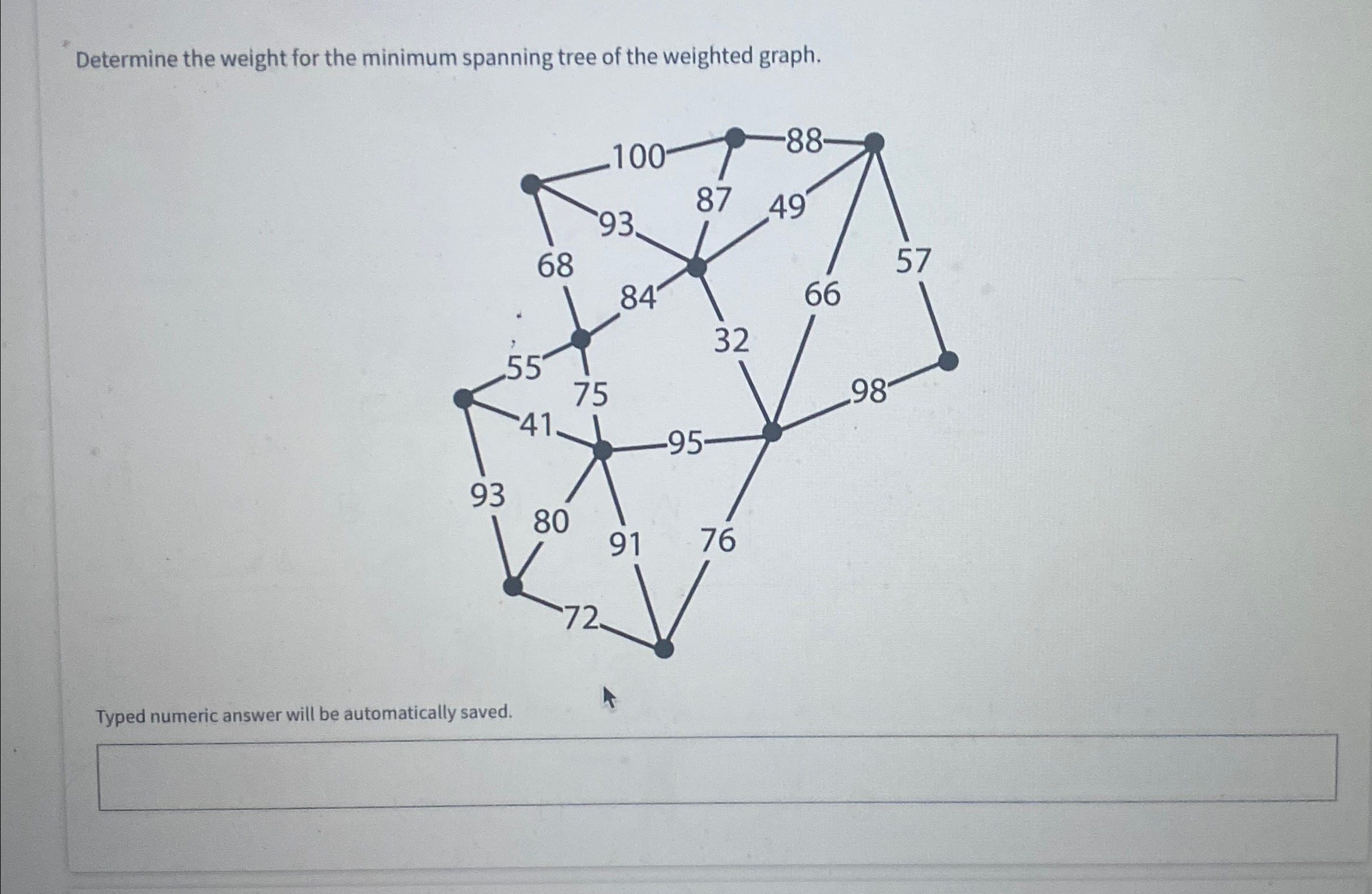 Determine the weight for the minimum spanning