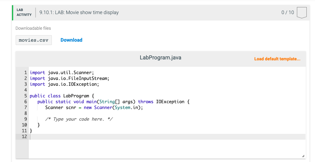 9 . 1 0 LAB: Movie show time display Instructor