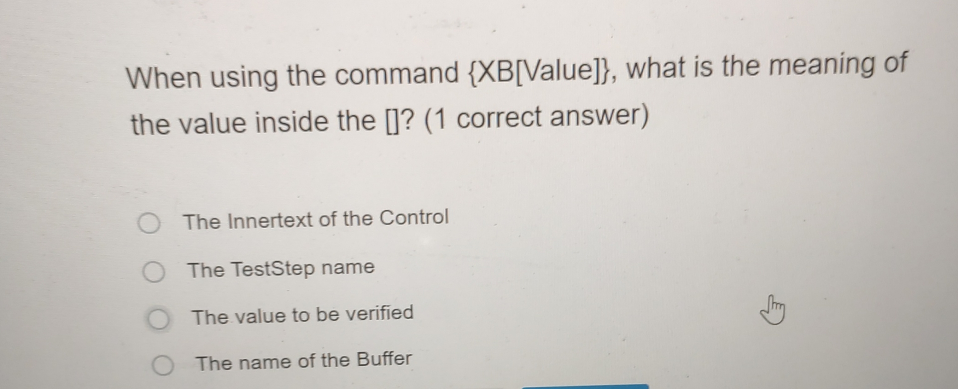 When using the command ( XB [ Value ] } , what is