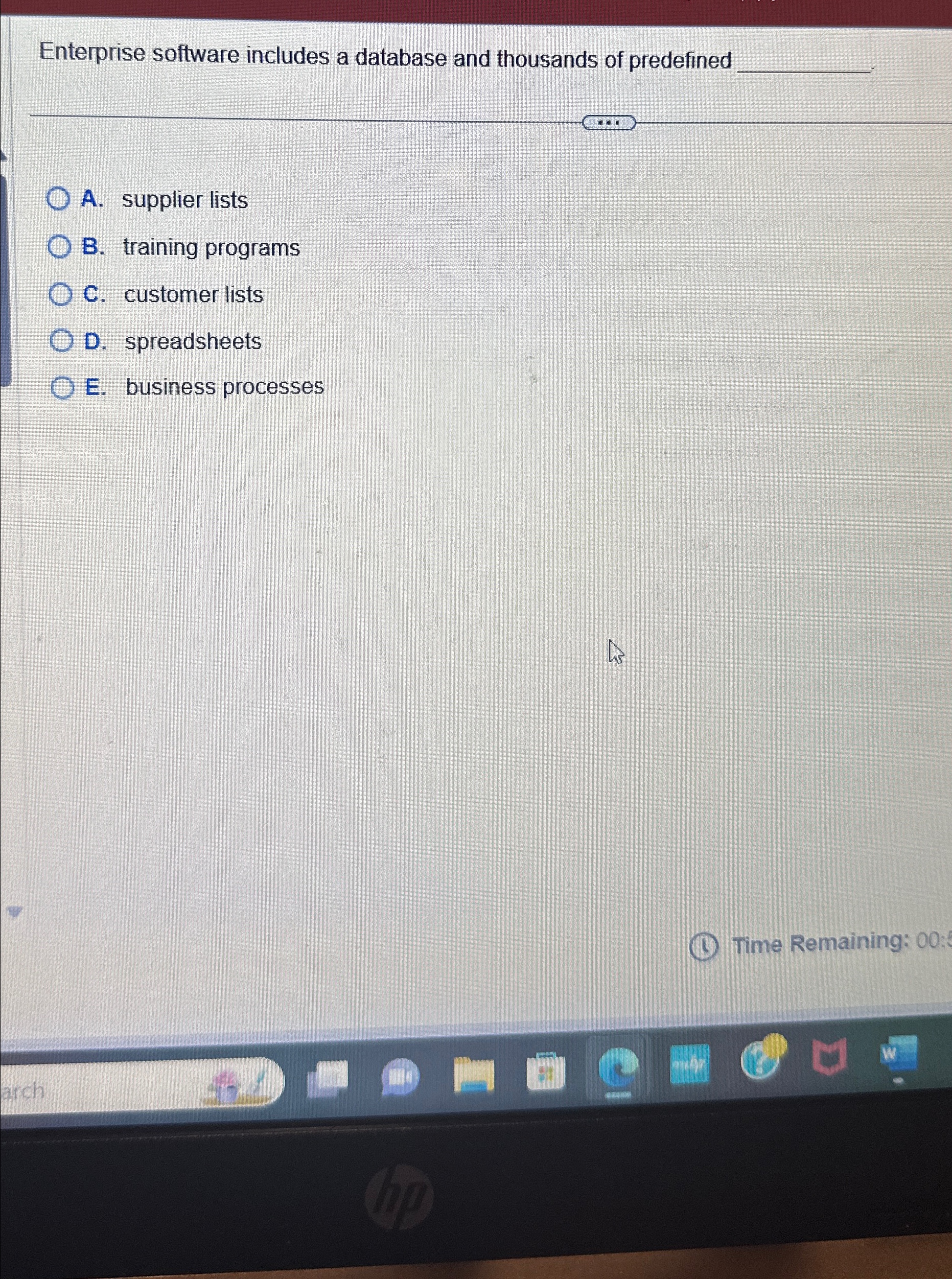 Enterprise software includes a database and