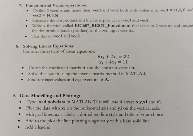 Function and Vector operations. Define 2 vectors