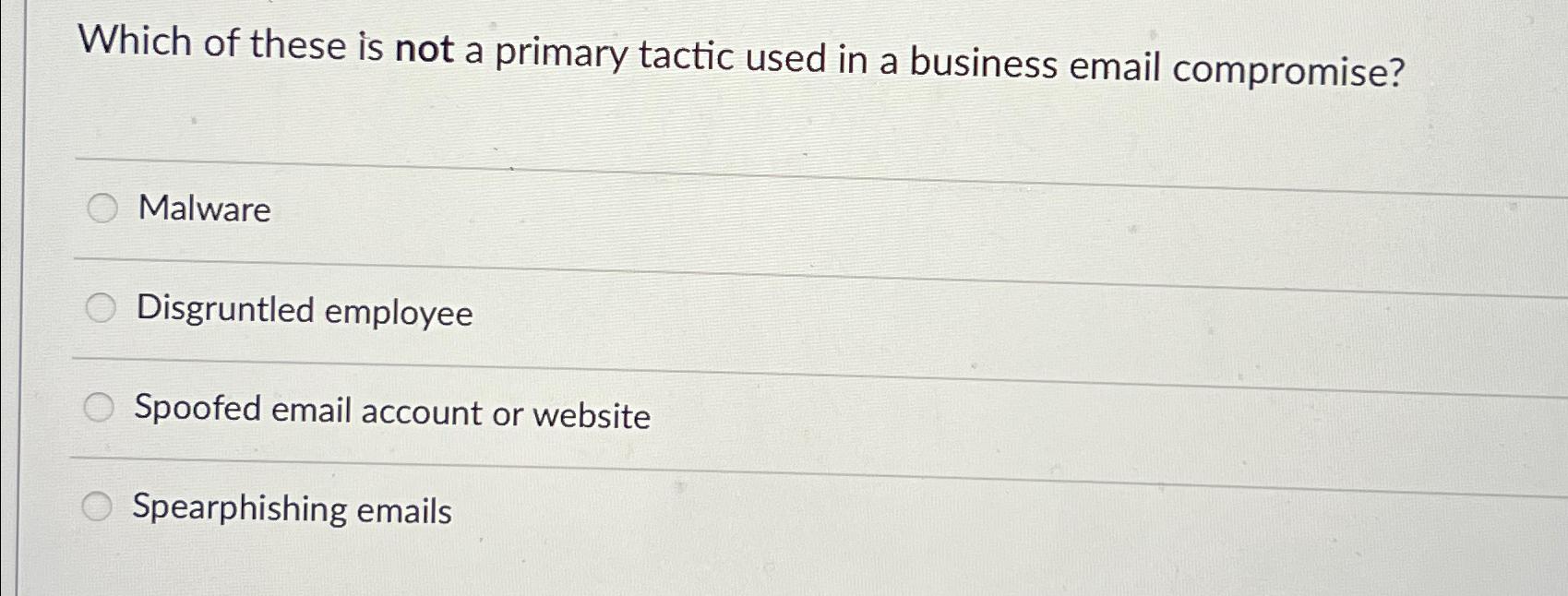 Which of these is not a primary tactic used in a