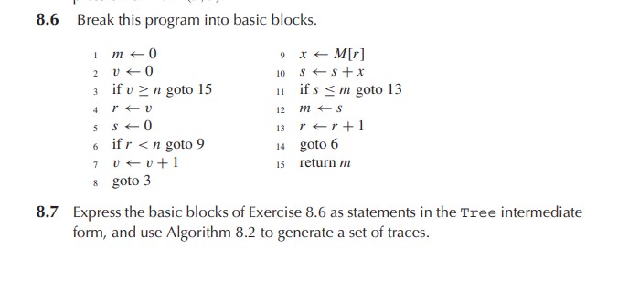 8 . 6 Break this program into basic blocks. mlarr