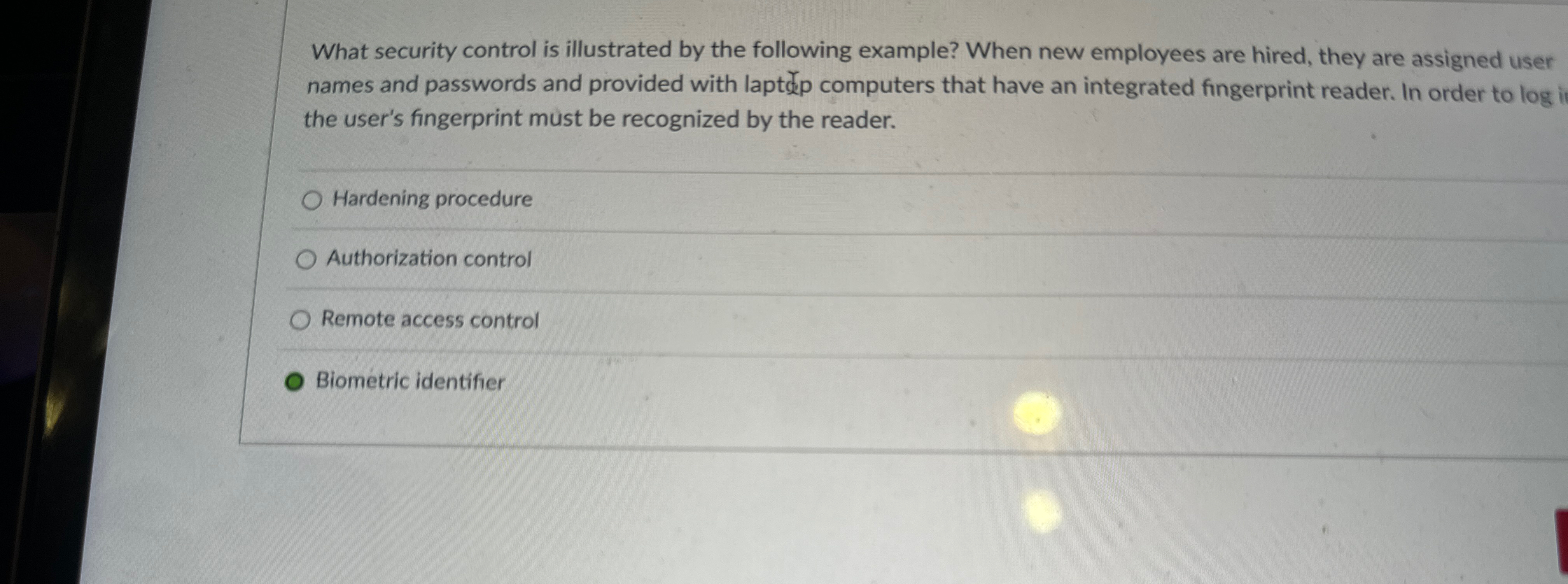 What security control is illustrated by the