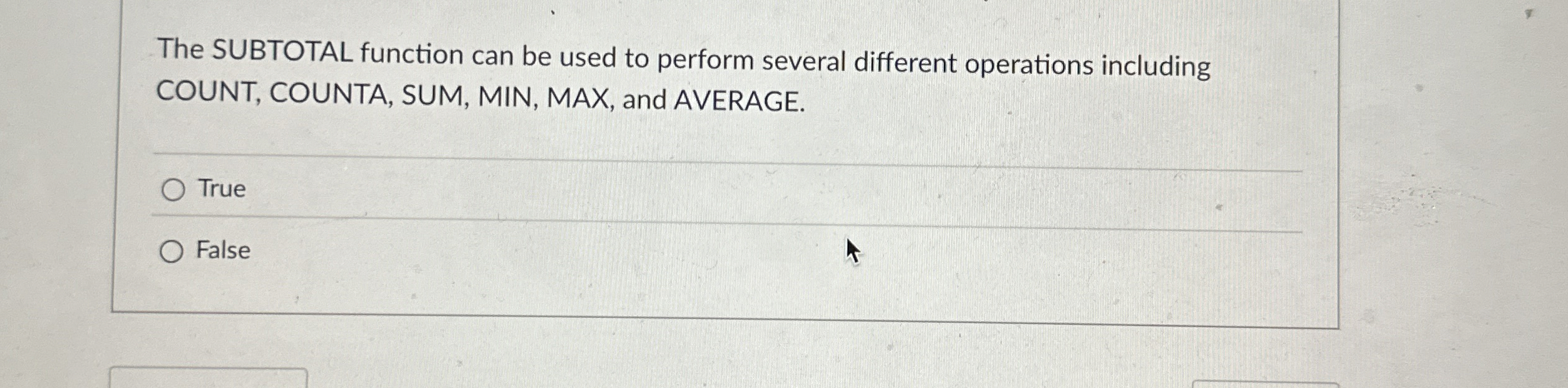 The SUBTOTAL function can be used to perform