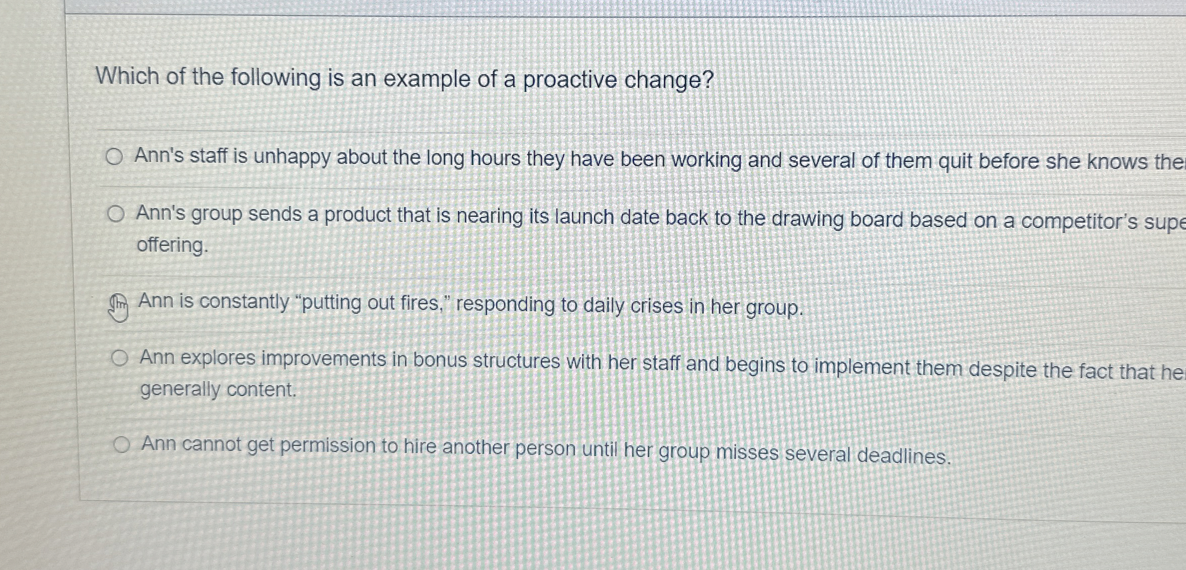 Which of the following is an example of a