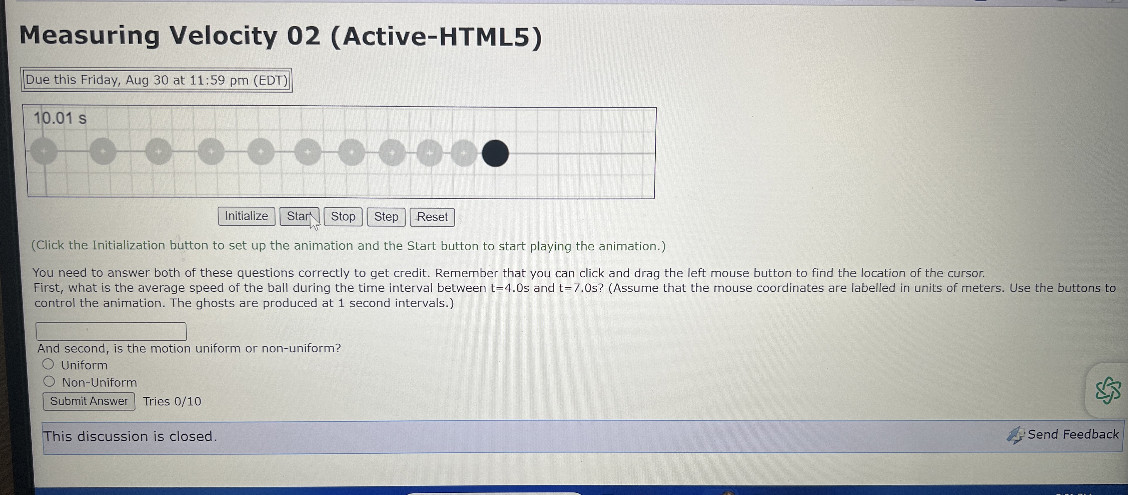 Measuring Velocity 0 2 ( Active - HTML 5 ) Due