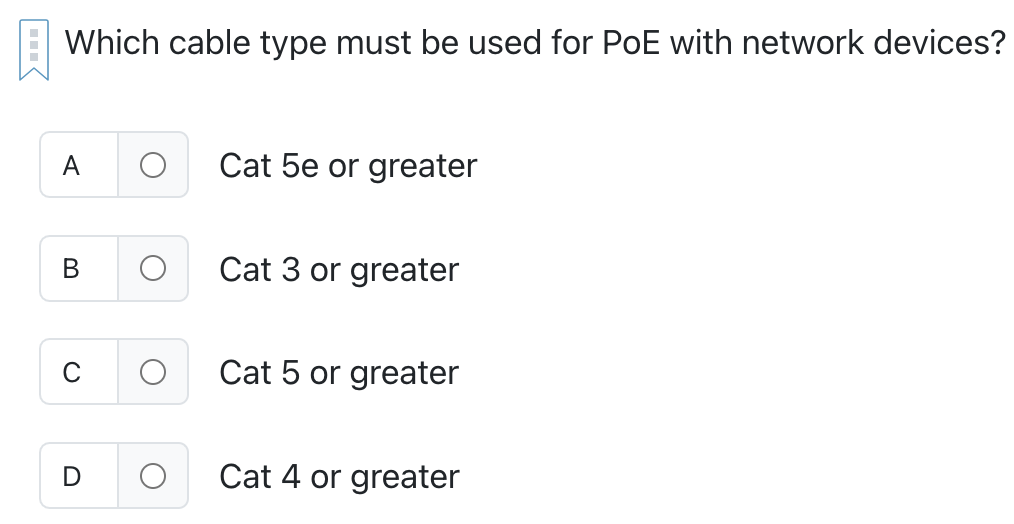 Which cable type must be used for PoE with
