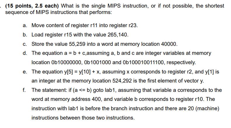 What is the single MIPS instruction, or if not