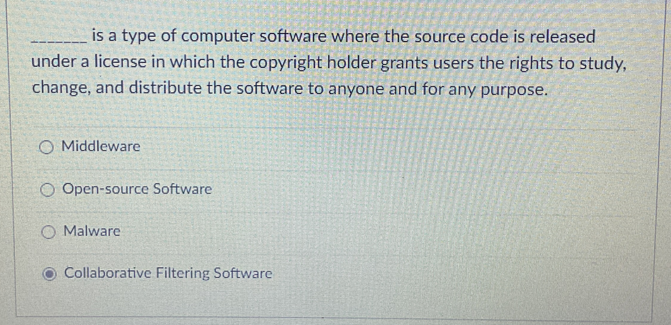 q , is a type of computer software where the