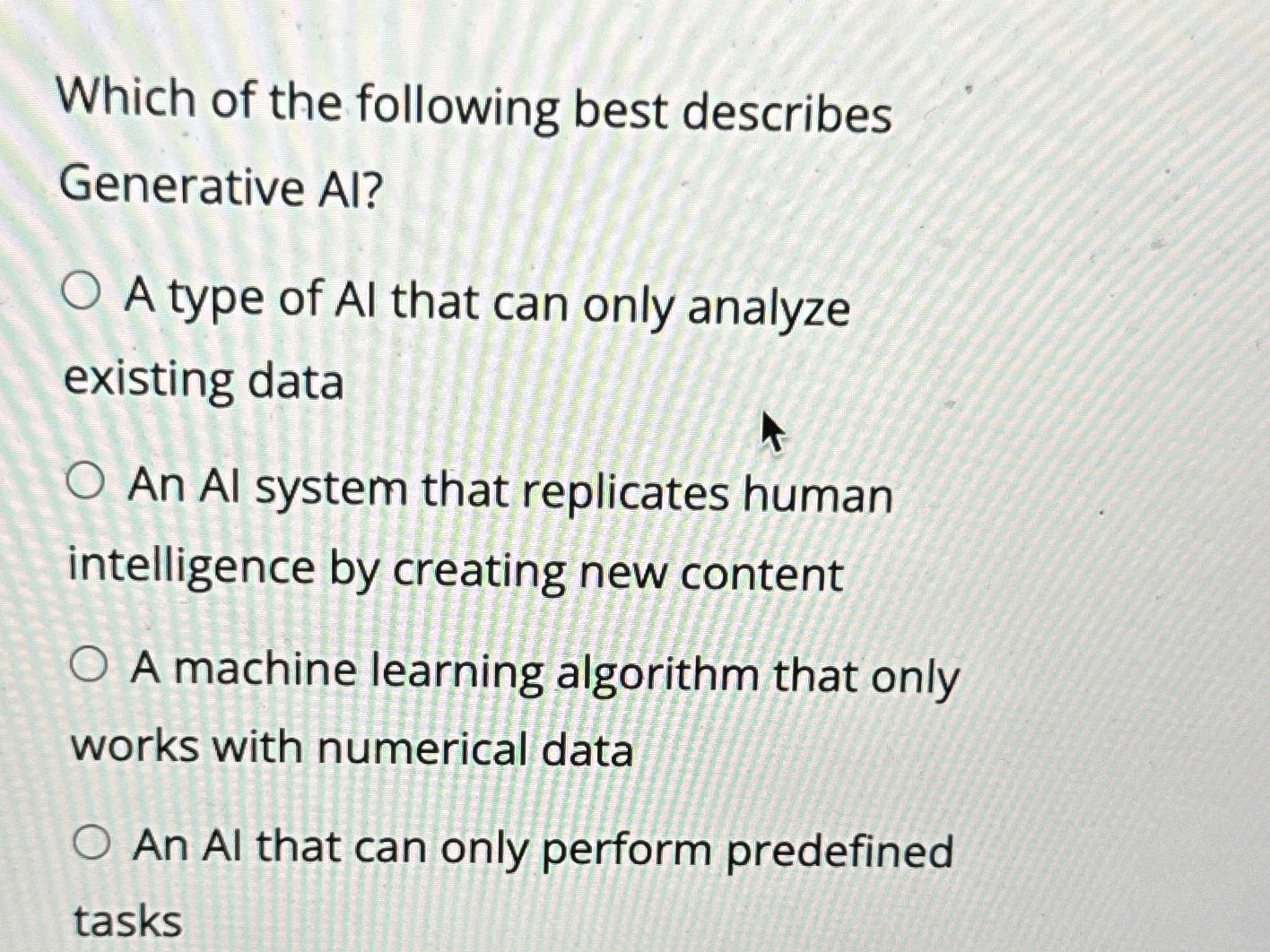 Which of the following best describes Generative