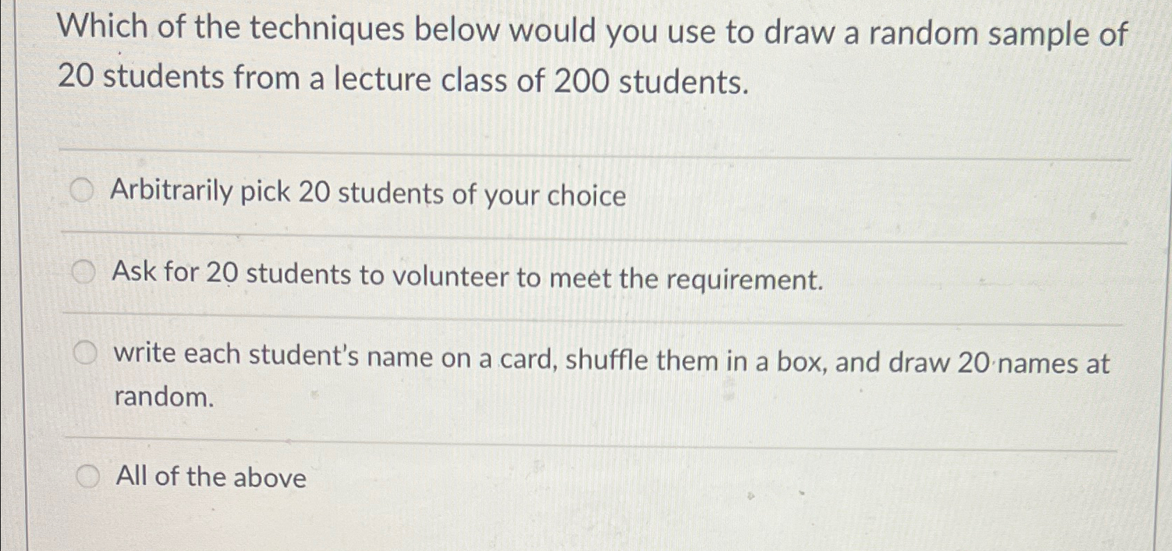 Which of the techniques below would you use to