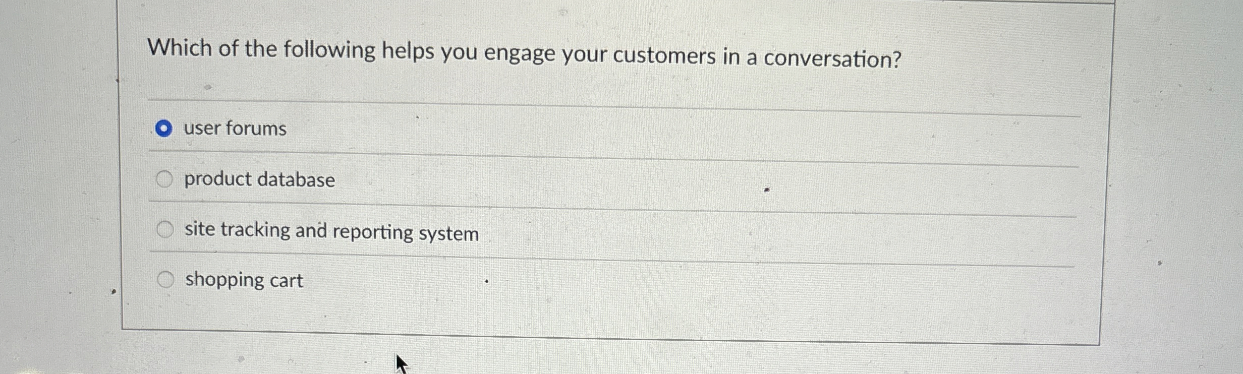 Which of the following helps you engage your