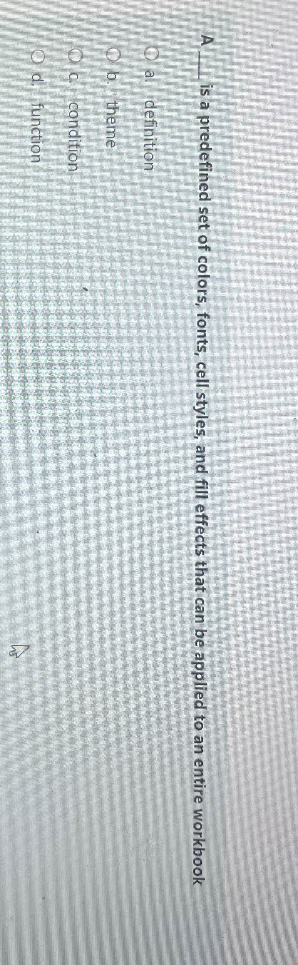 A q , is a predefined set of colors, fonts, cell