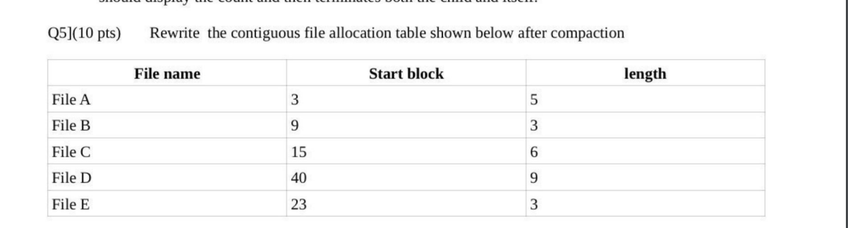 Q 5 ] ( 1 0 pts ) Rewrite the contiguous file