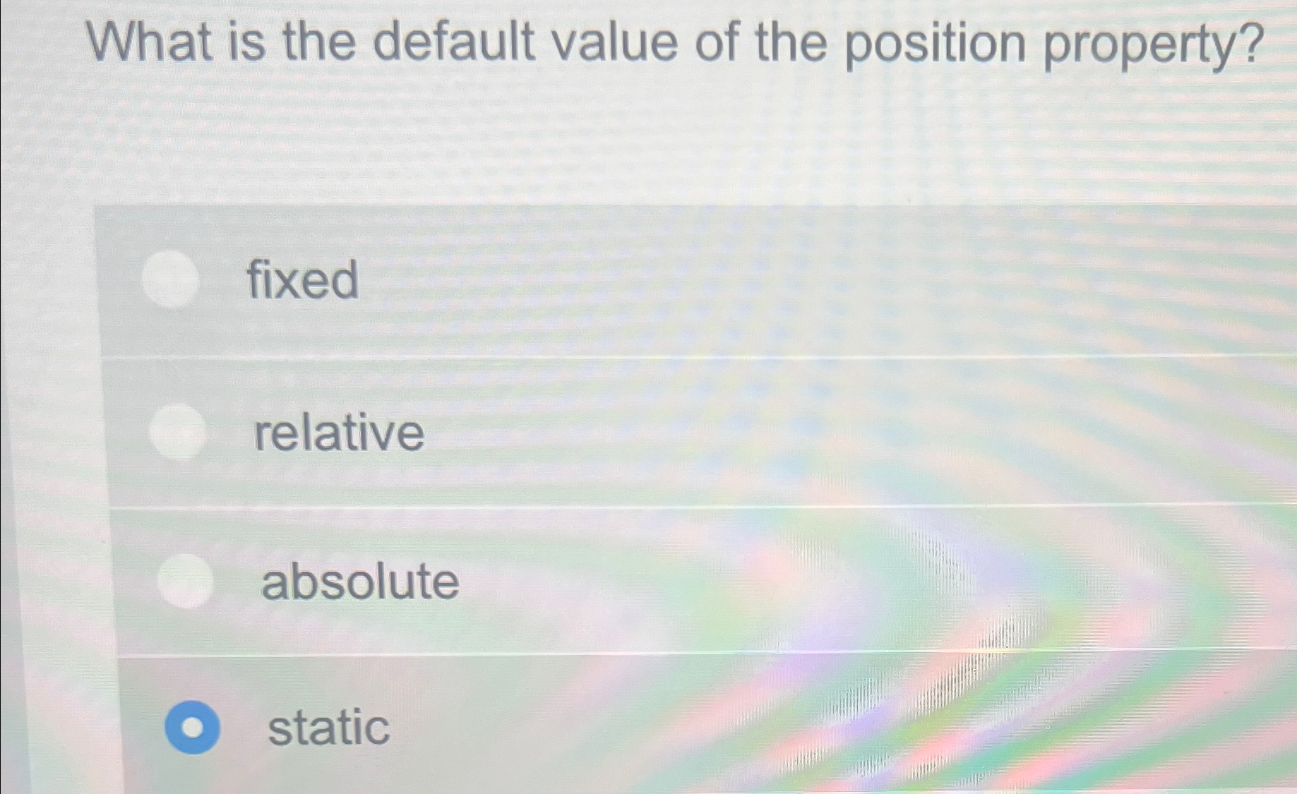 What is the default value of the position