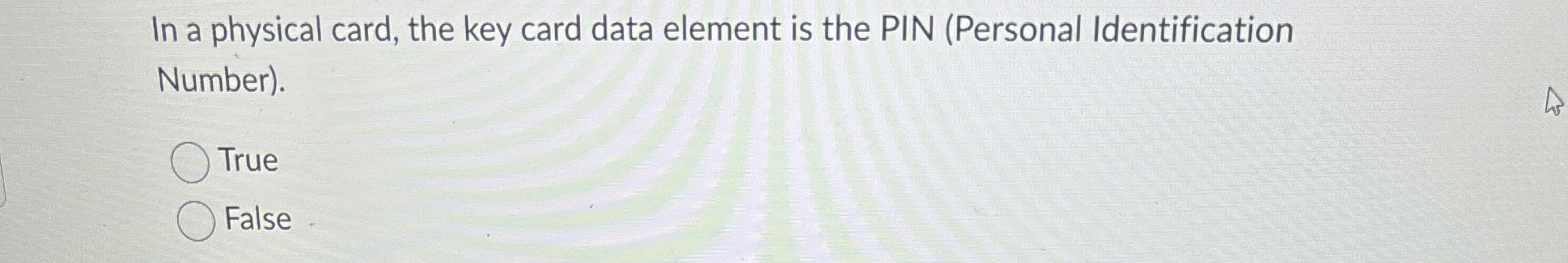 In a physical card, the key card data element is