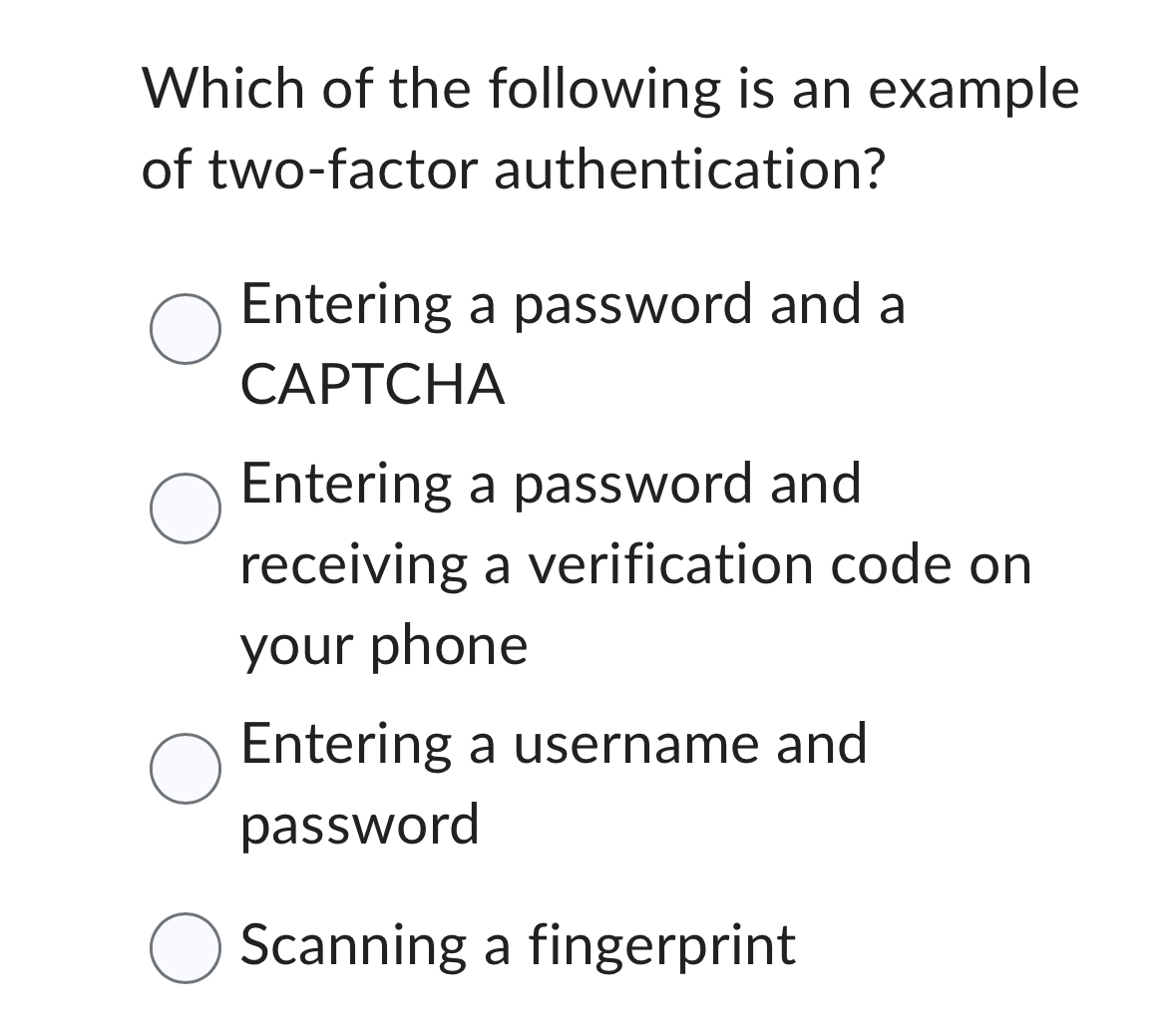 Which of the following is an example of two -