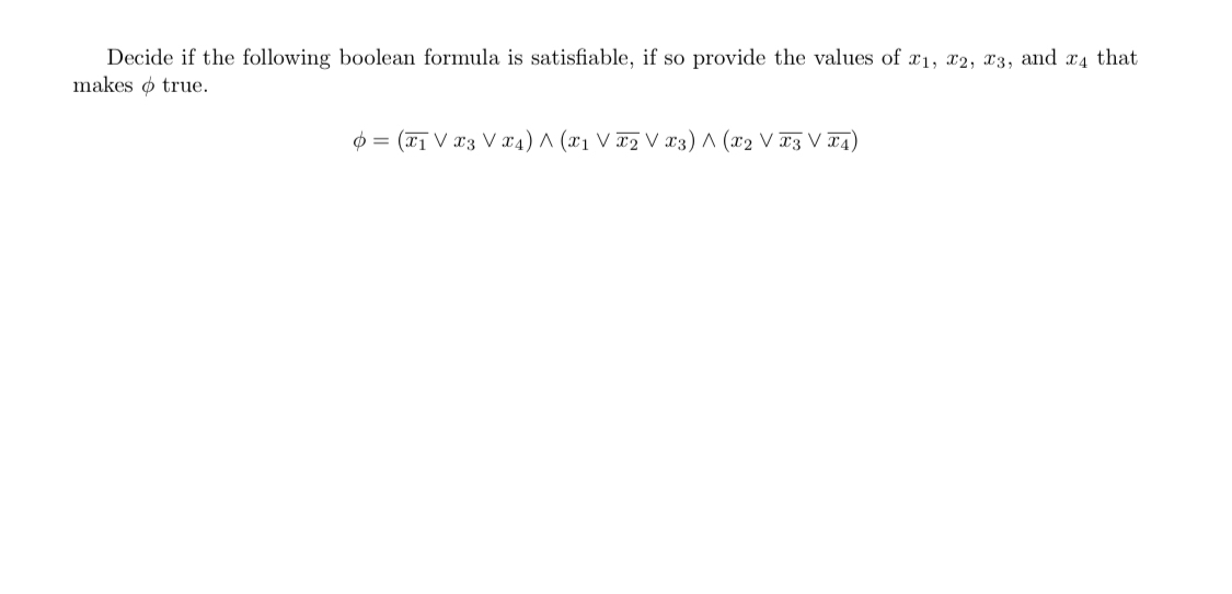 Decide if the following boolean formula is