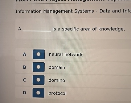 Information Management Systems - Data and Infc A
