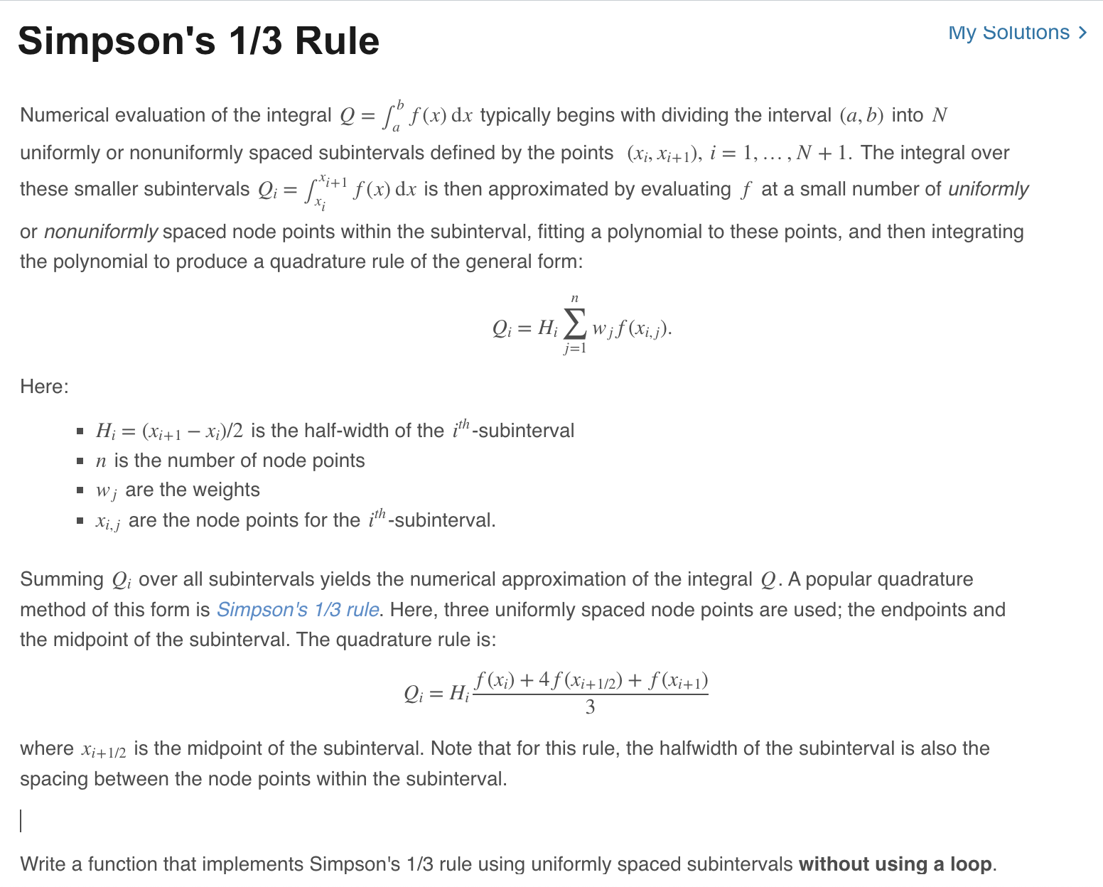 Simpson's 1 / 3 Rule Numerical evaluation of the