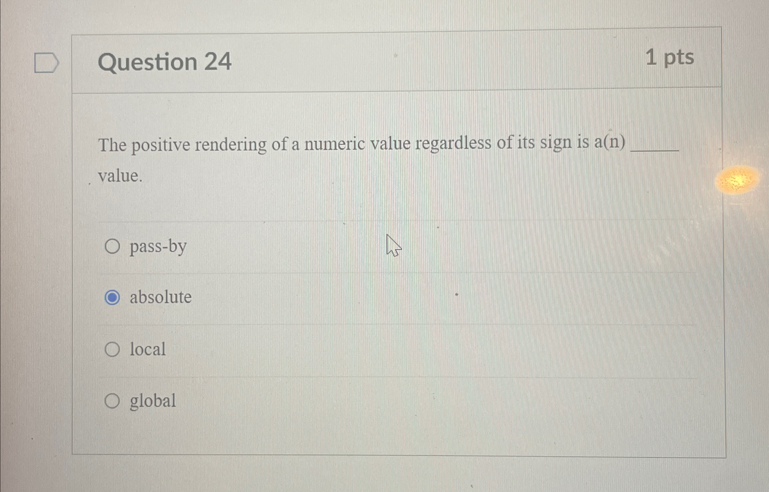 Question 2 4 1 p t s The positive rendering of a