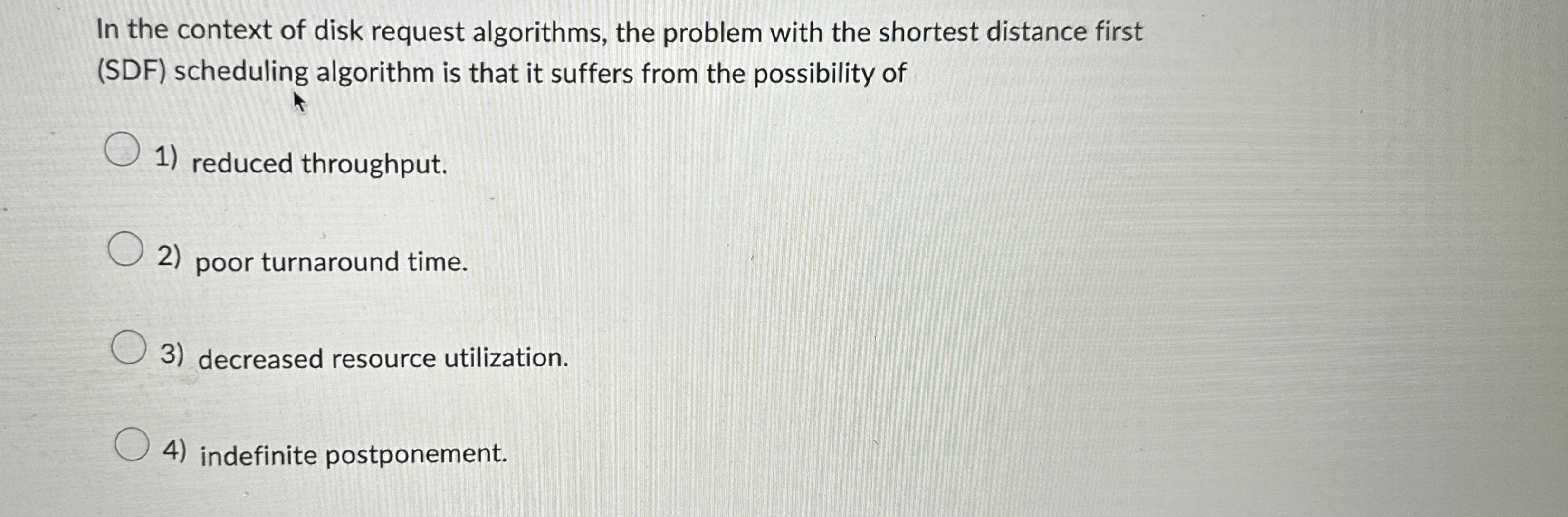 In the context of disk request algorithms, the
