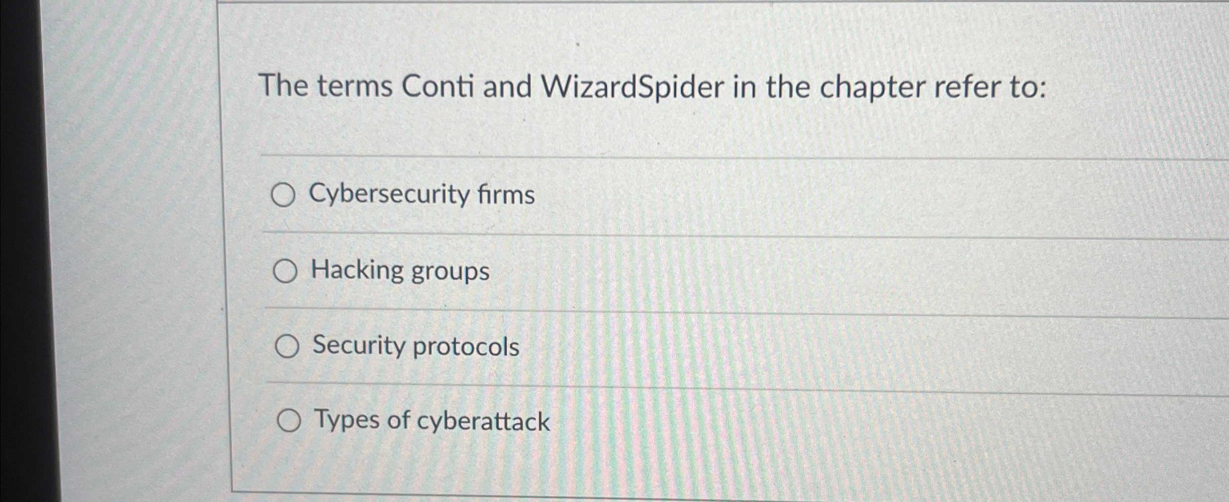 The terms Conti and WizardSpider in the chapter