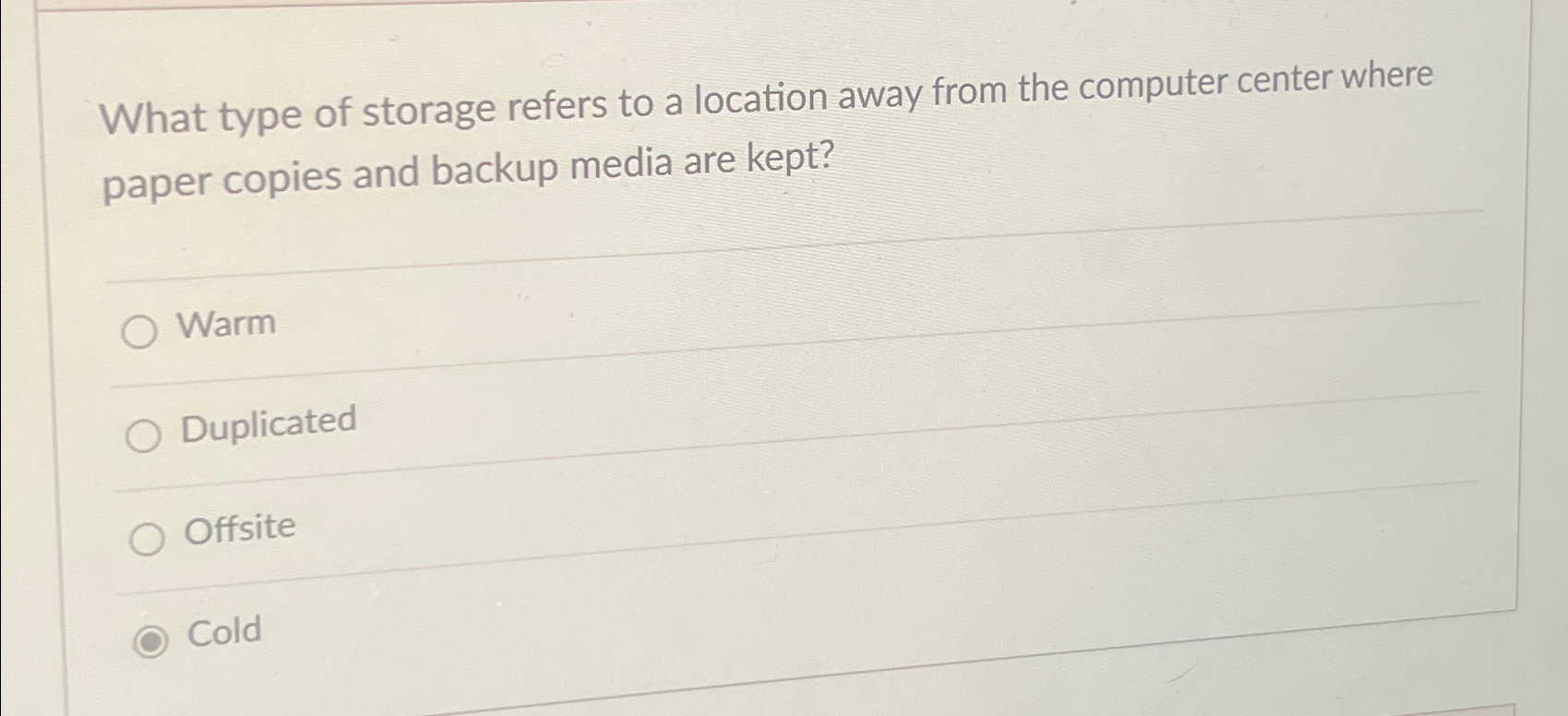 What type of storage refers to a location away