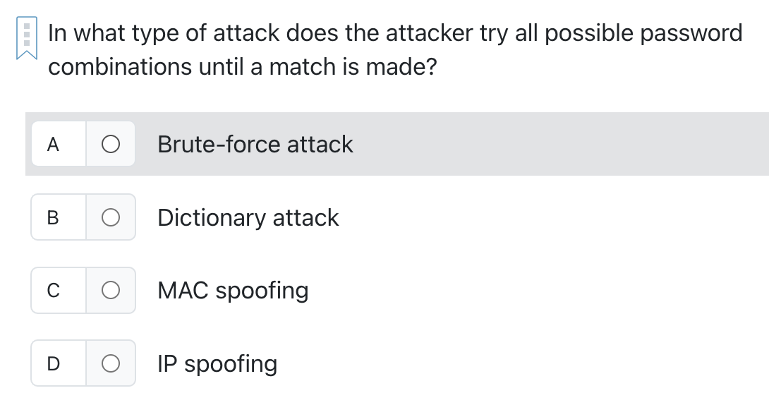 In what type of attack does the attacker try all